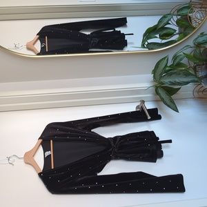 & Other Stores Velvet Wrap Top with Rhinestones